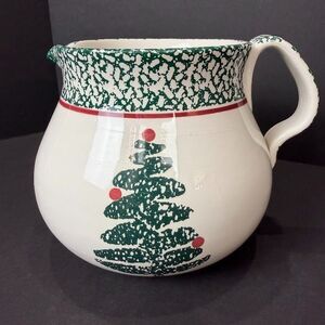 Vintage Furio by La Primula Italy Spongeware Christmas Tree 64 Ounce Pitcher